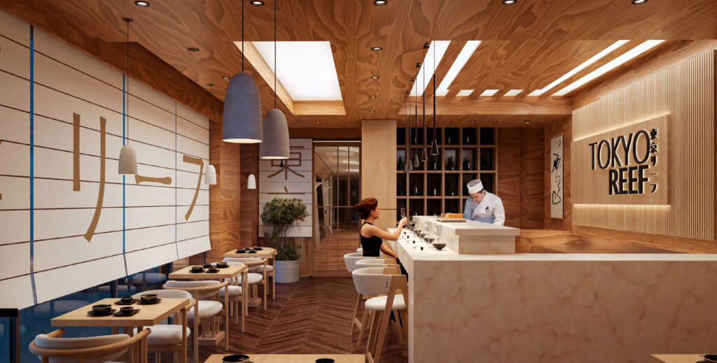 2023.10.22 TOKYO_Page_2 Tokyo Reef bar counter and dining area entrance