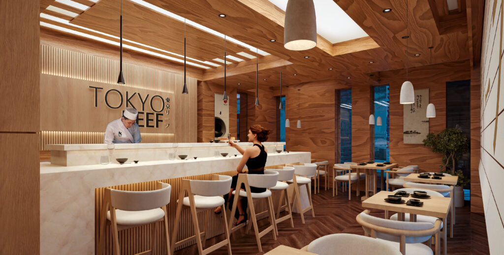 2023.10.22 TOKYO_Page_3 Tokyo Reef bar counter and dining area entrance